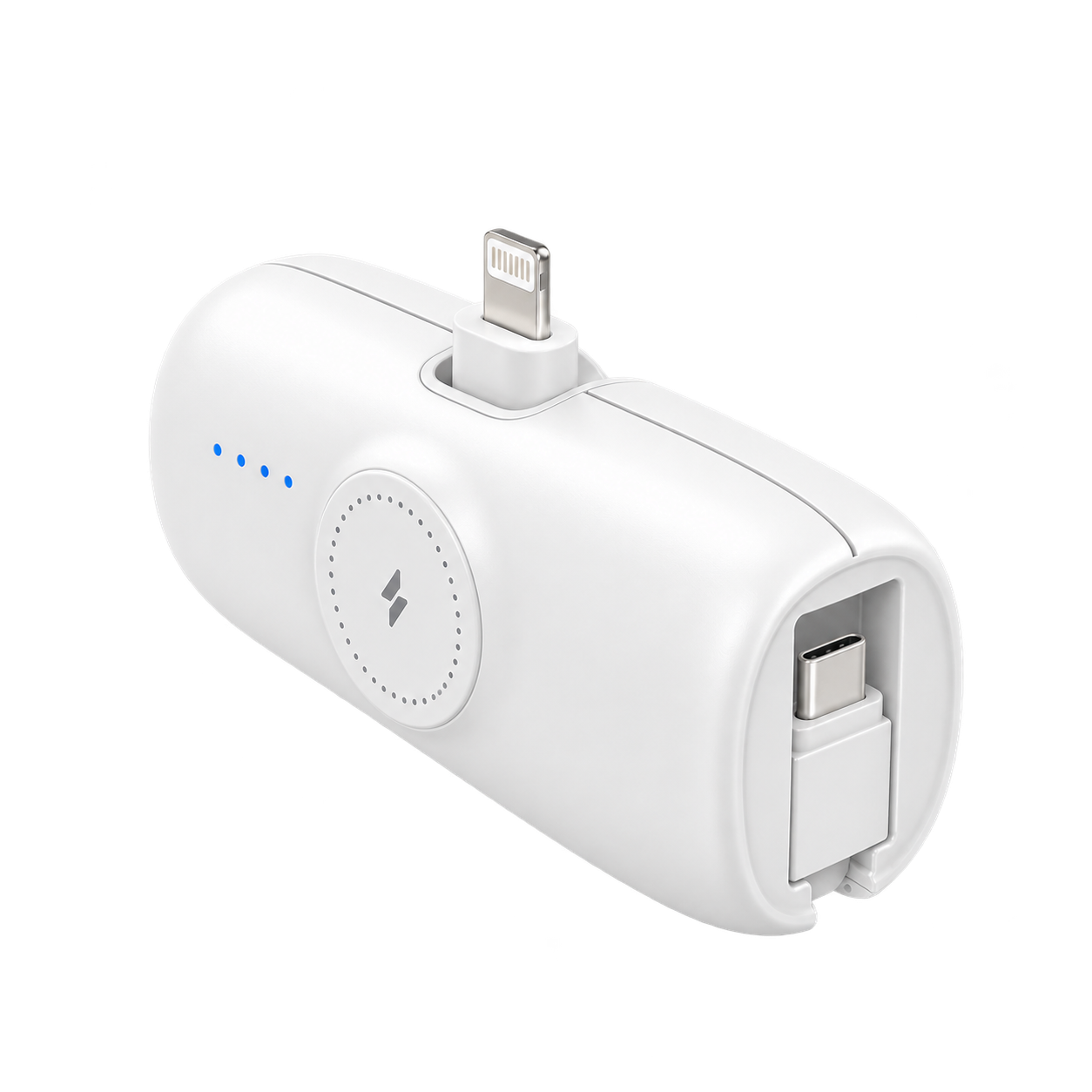 Xssive Premium Mini Powerbank Voor iWatch & iPhone Met USB-C Kabel 5000mAh XSS-PB41LW - Wit